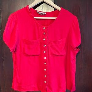 Vintage Red Button-Up Women's Top
